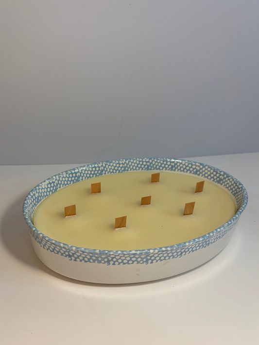 Organic Vintage Blue Dough Dish X-Large Candle