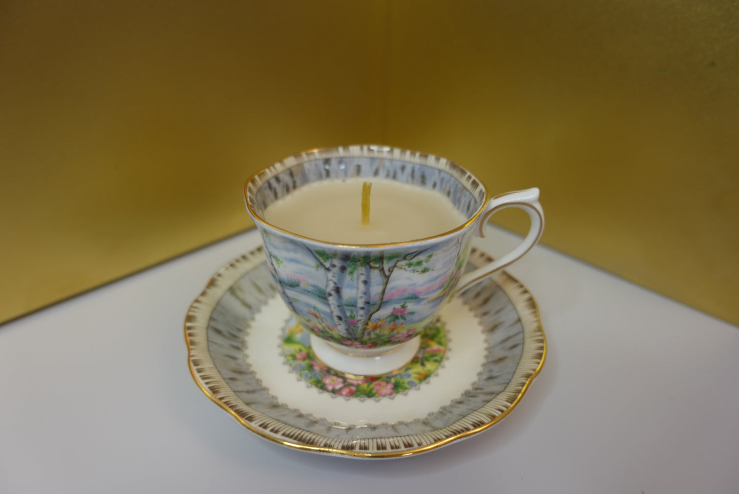 Organic Vintage Whimsical Teacup Saucer Candle