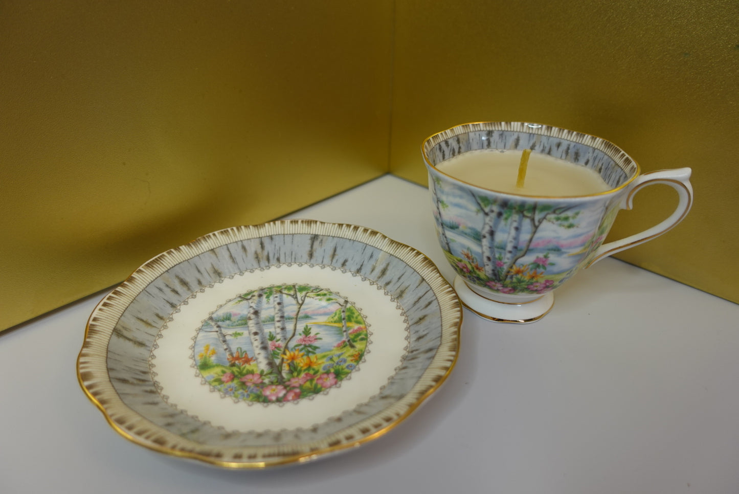 Organic Vintage Whimsical Teacup Saucer Candle